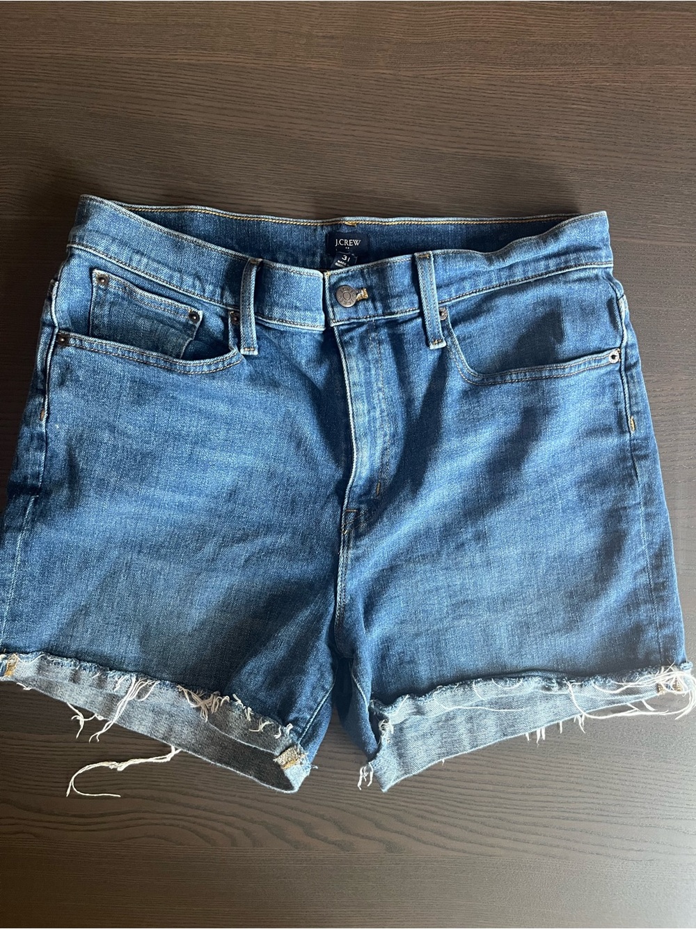 J. Crew Blue Denim Frayed Hem Jean Shorts